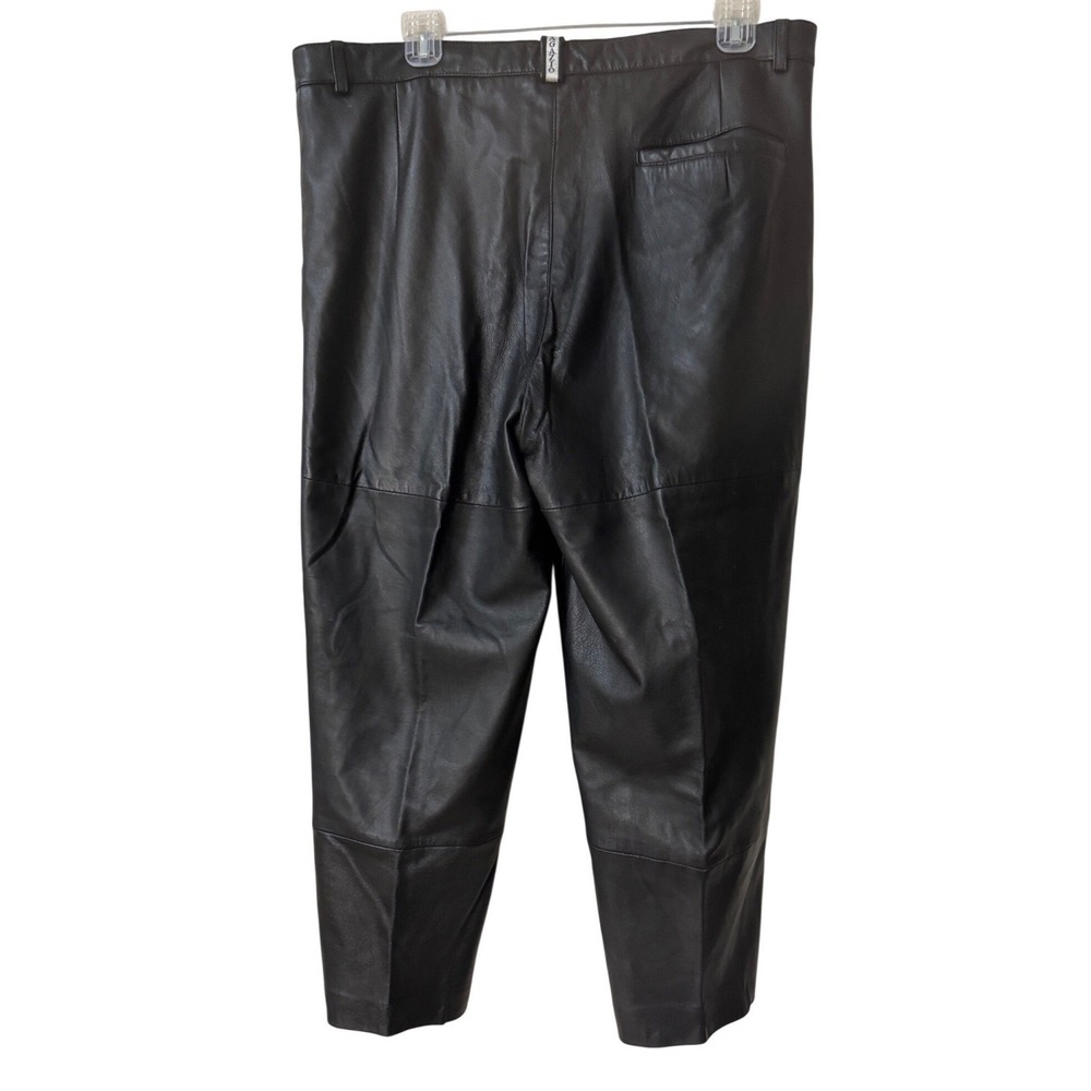 Bagazio Vintage Mens Leather Pants Size 42 Black Pleated Front Trousers Biker - Picture 3 of 12